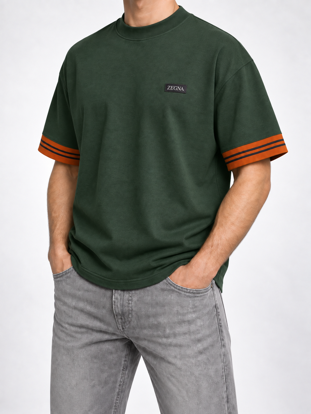Men’s Green Orange-Cuff T-Shirt - view 2