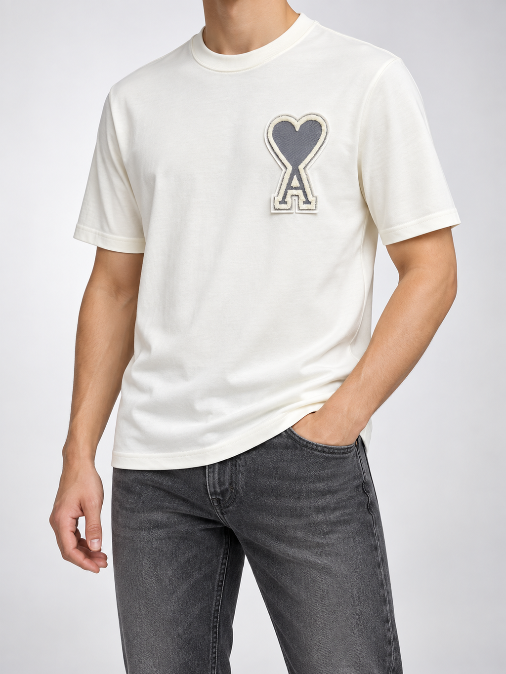 Men’s Ivory Heart-A Appliqué T-Shirt - view 2
