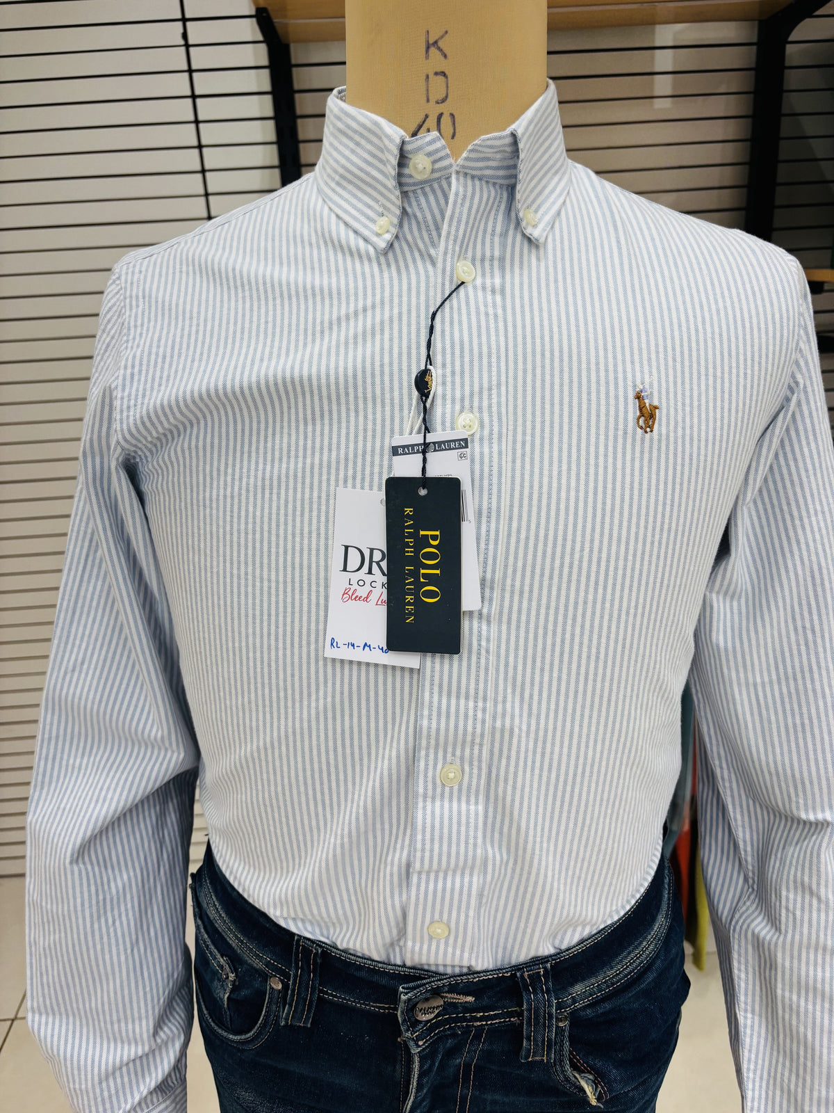 Men’s Sky Blue Fine-Stripe Shirt - view 3
