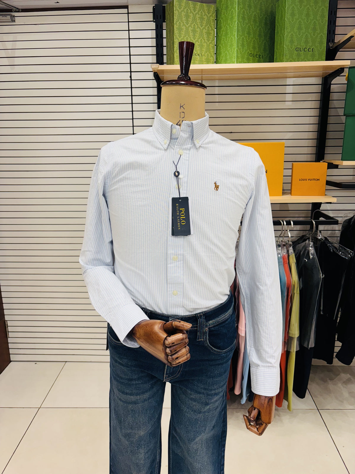 Men’s Powder Blue Pinstripe Shirt - view 2