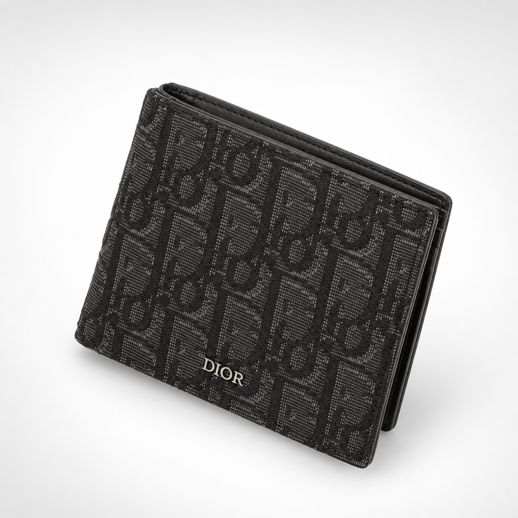 Black Grey Woven Bifold Wallet - view 3