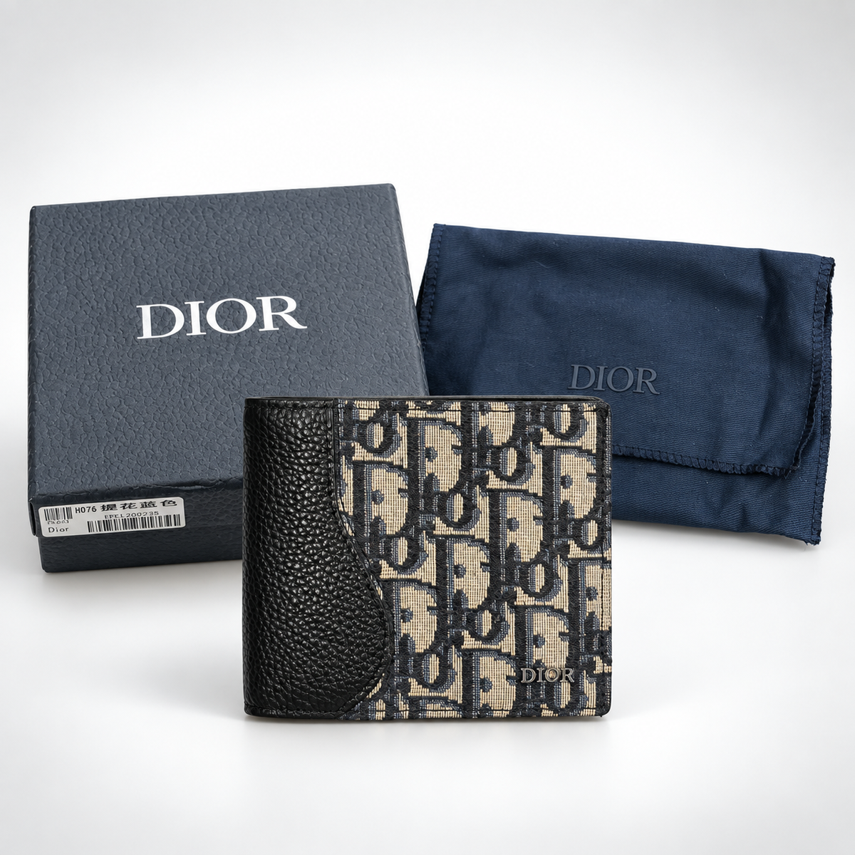 Black Navy Split Panel Bifold Wallet - view 4