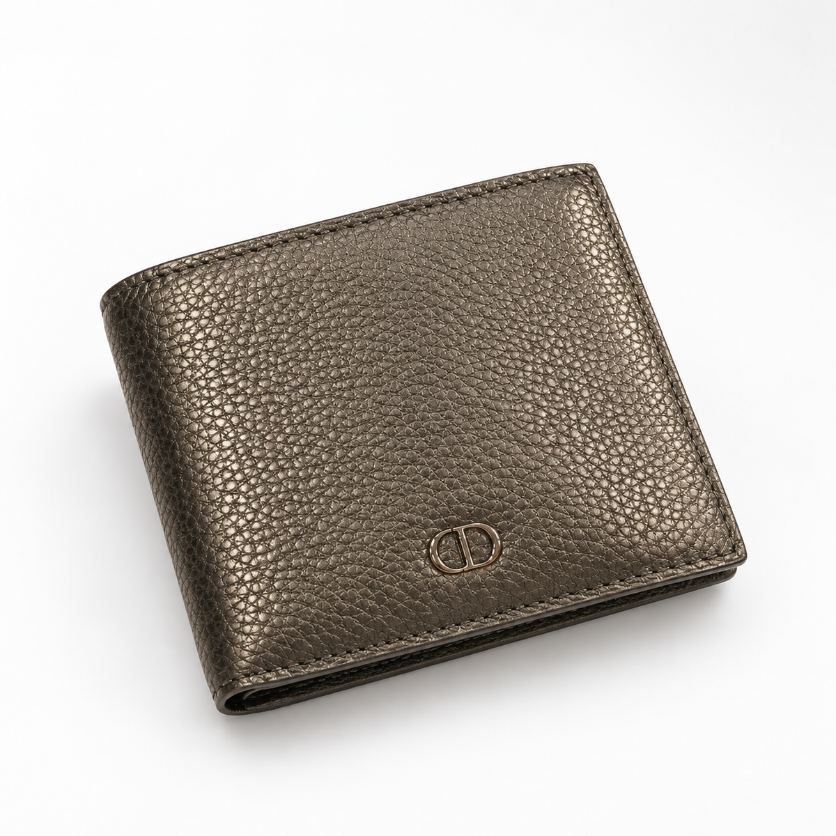 Metallic Pewter Grained Bifold Wallet - view 3