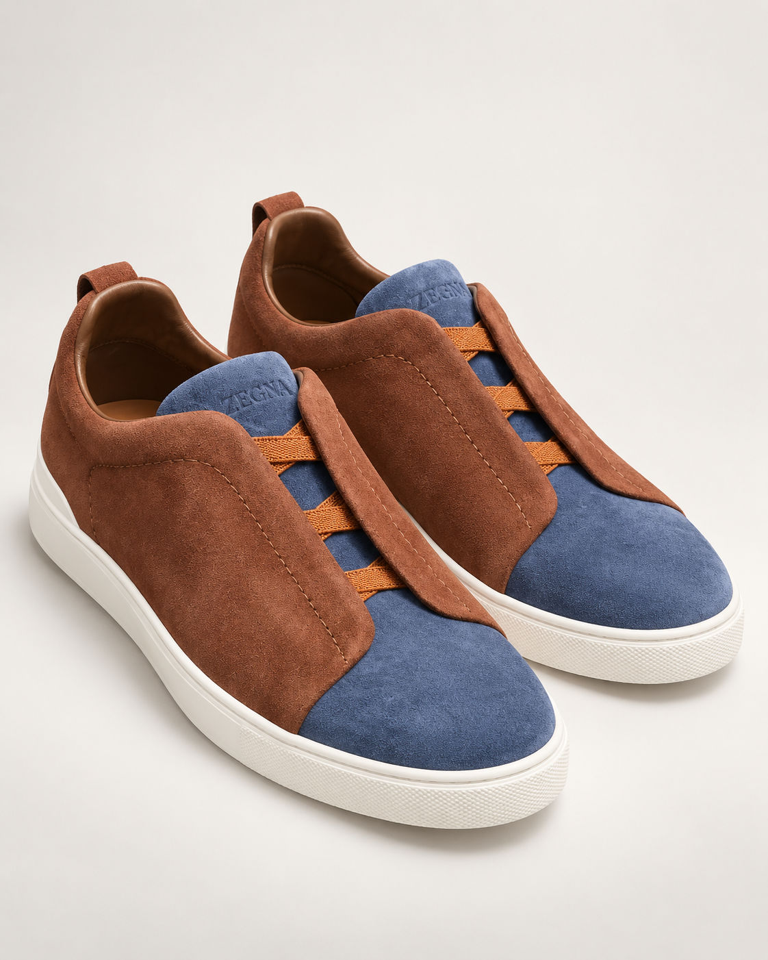 Men’s Blue & Brown Suede Sneakers — premium product hero image