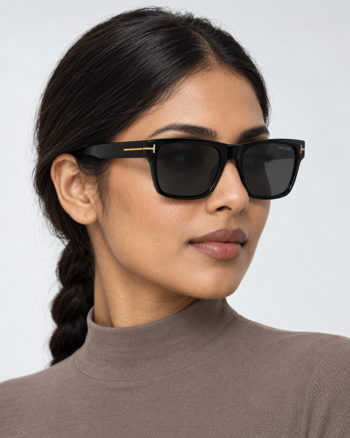 tom ford ft1205 01a square sunglasses — female model