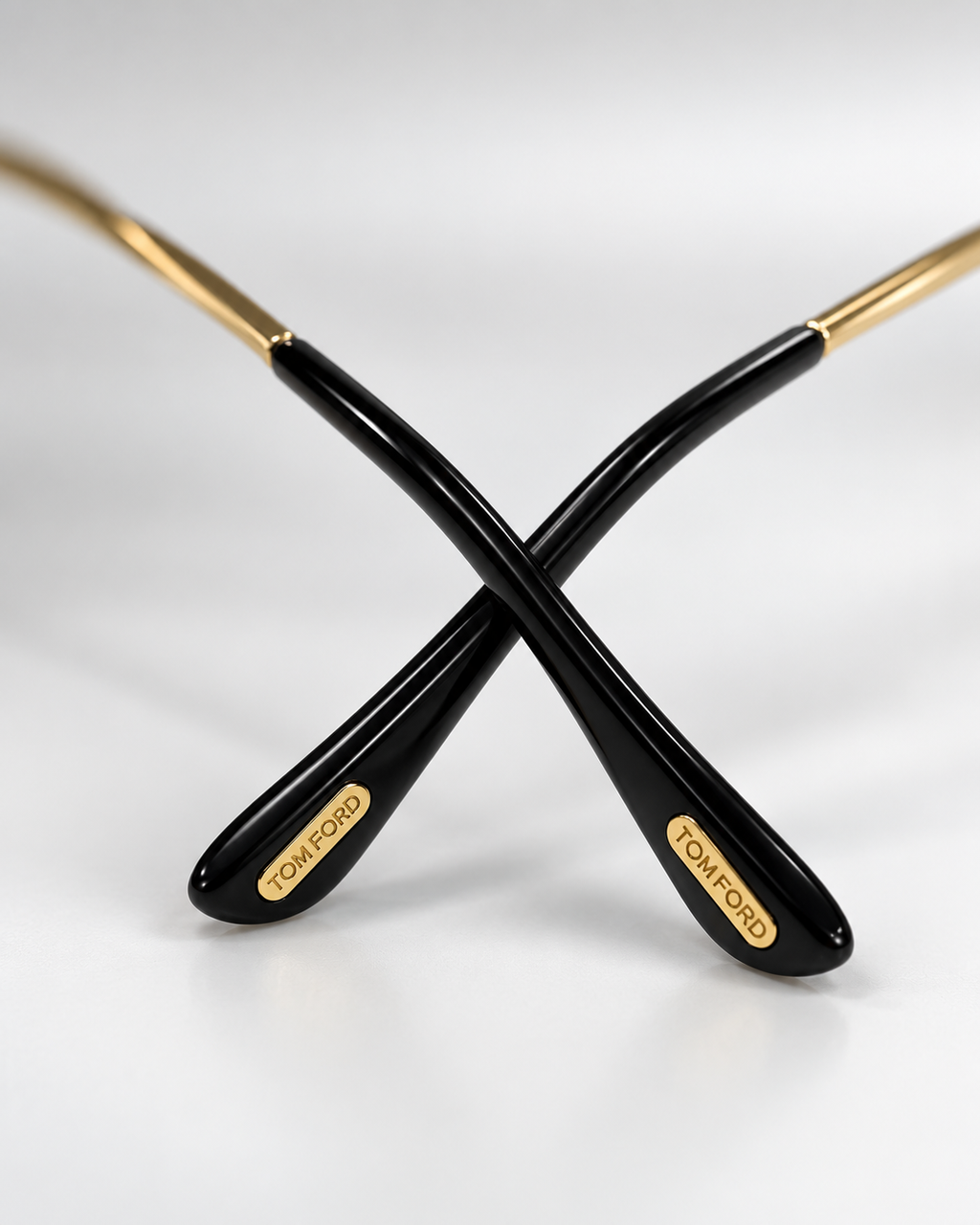 tom ford gold geometric aviator sunglasses — inner temple detail