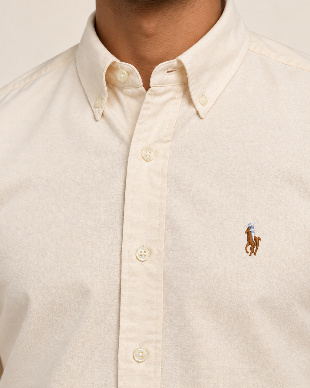 RL — Ivory Cream Button-Down Shirt — detail view