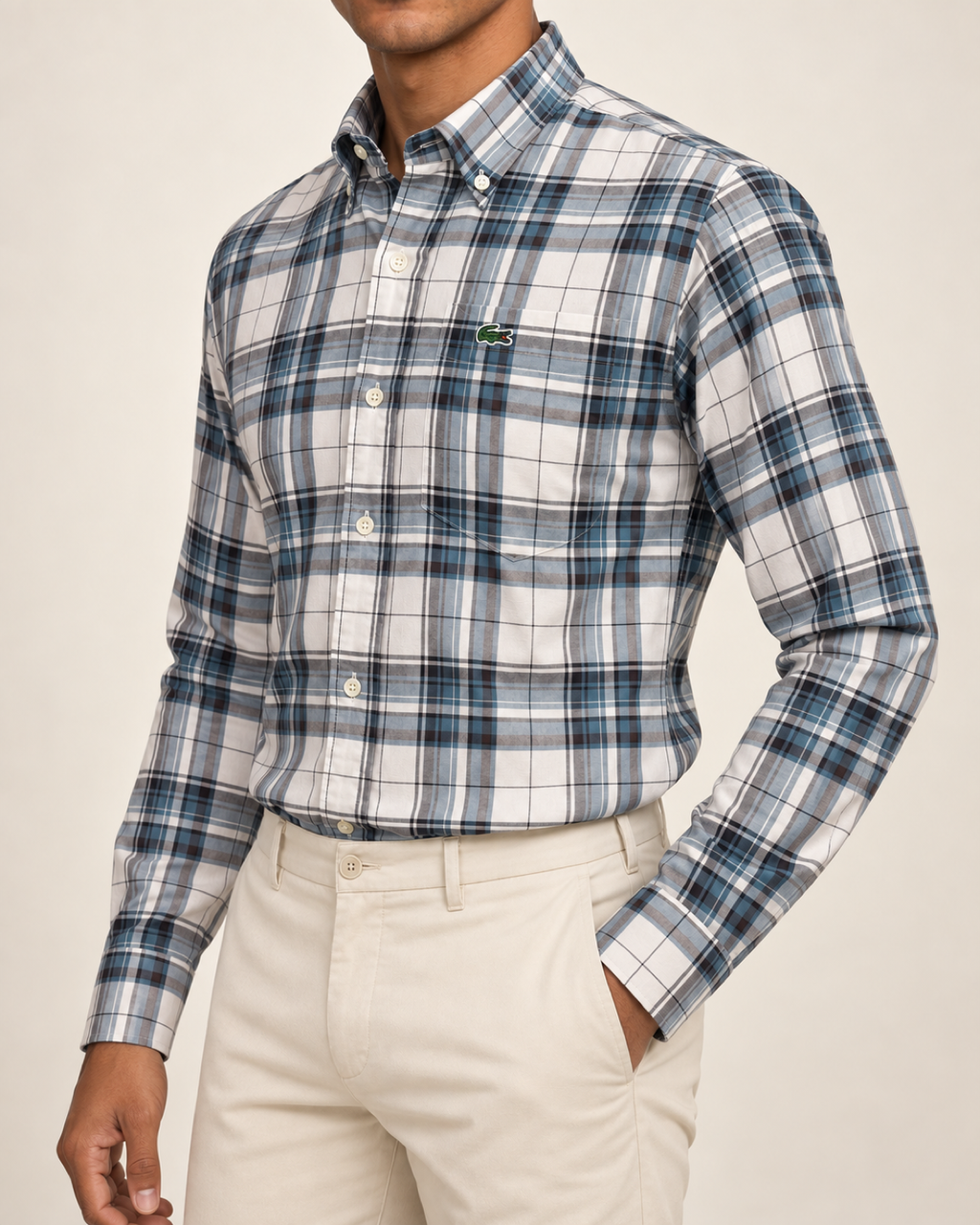 LCST — Off-White & Blue Plaid Button-Down Shirt — side view
