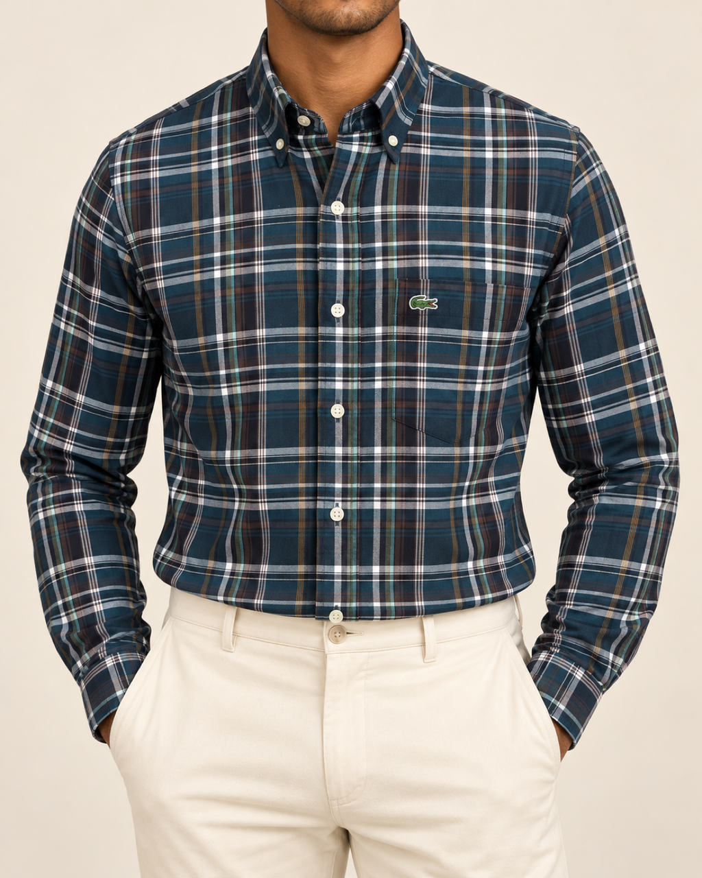 LCST — Deep Teal Plaid Button-Down Shirt — front view