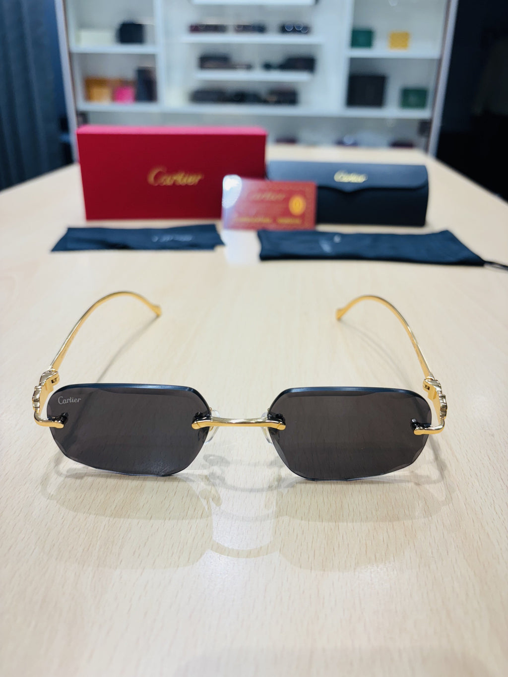 CR — Gold Smoke Geometric Rimless Sunglasses – Model 17 - actual product photograph 2