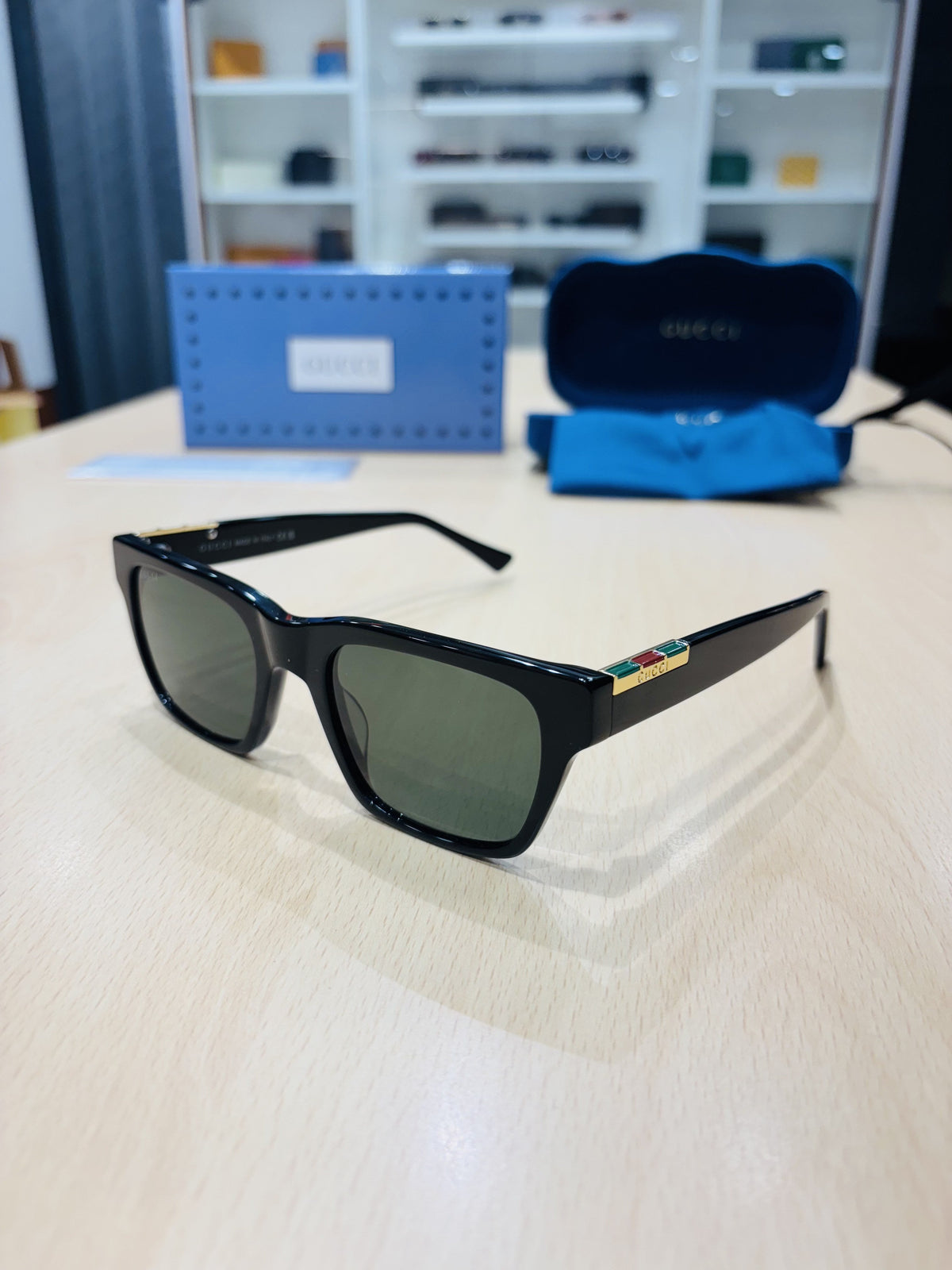 GG — Black Green-Lens Square Sunglasses – Model 3 - actual product 2