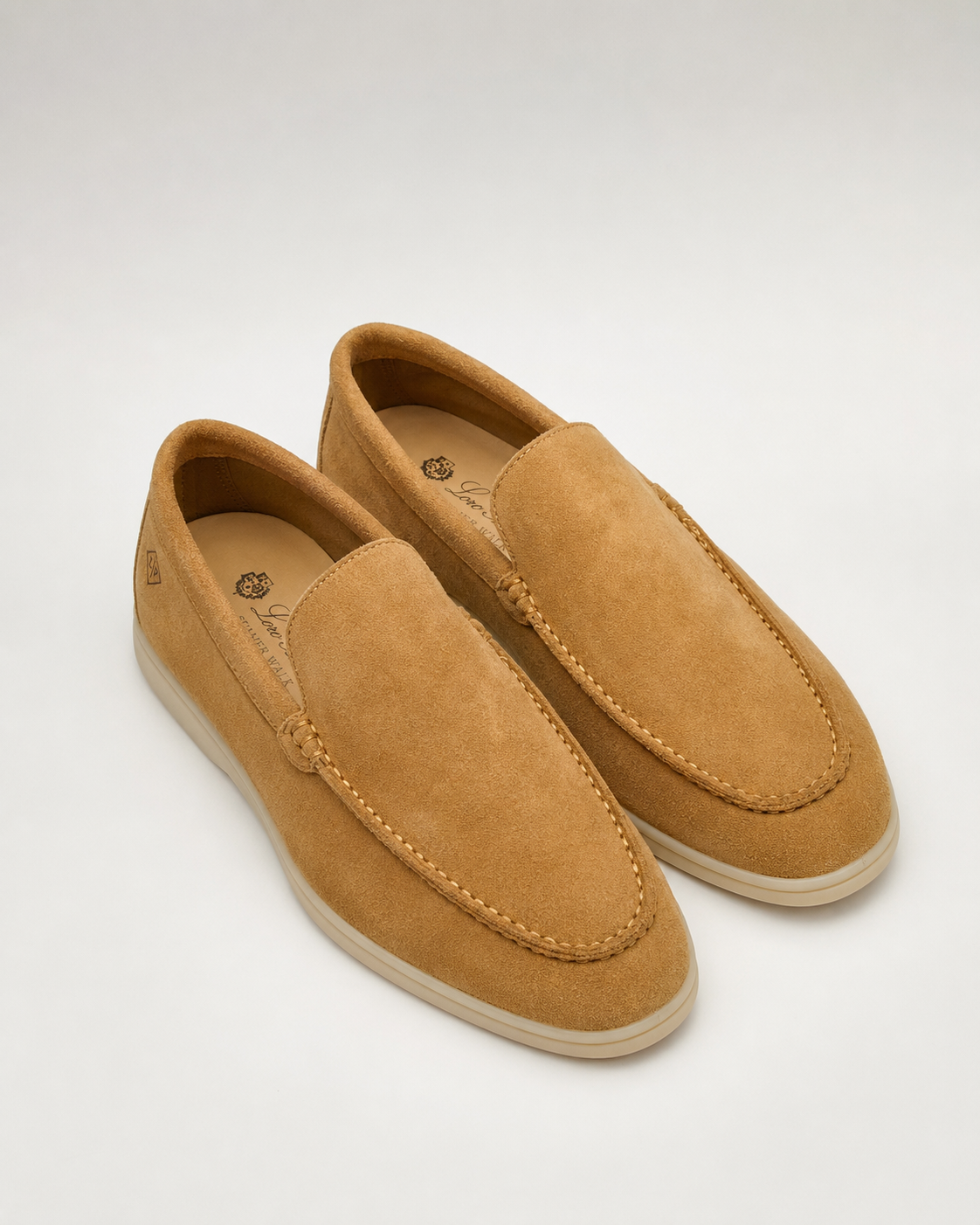Men’s Apricot Suede Loafers - premium suede men's loafers top view