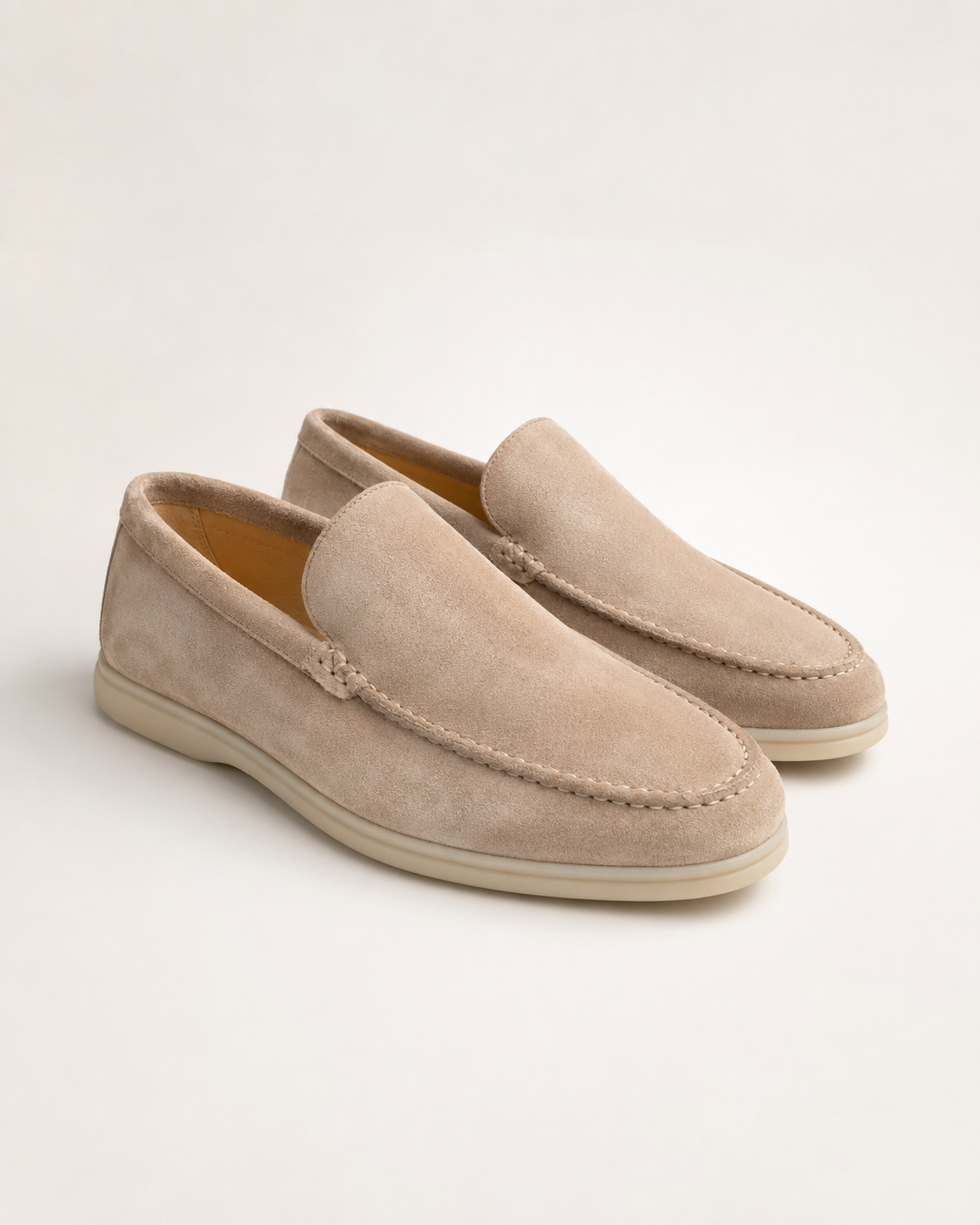 Men’s Taupe Suede Loafers - premium taupe suede men's loafers