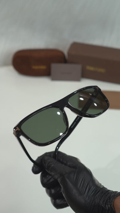 TF — Frances FT1081 01C Glossy Black Rectangular Sunglasses