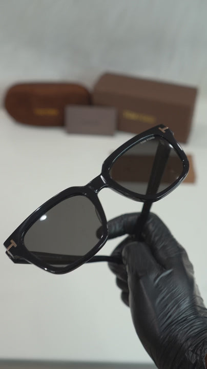 TF — FT6027-B 001 Glossy Black Square Sunglasses
