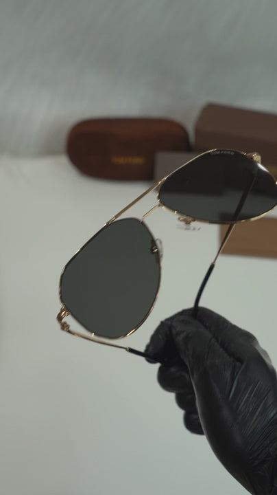 TF — Gold Geometric Aviator Sunglasses