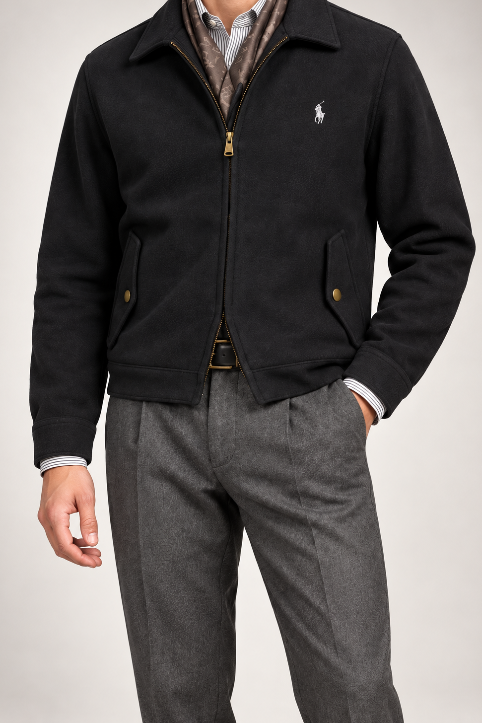 RL — Black Embroidered Full-Zip Jacket — additional