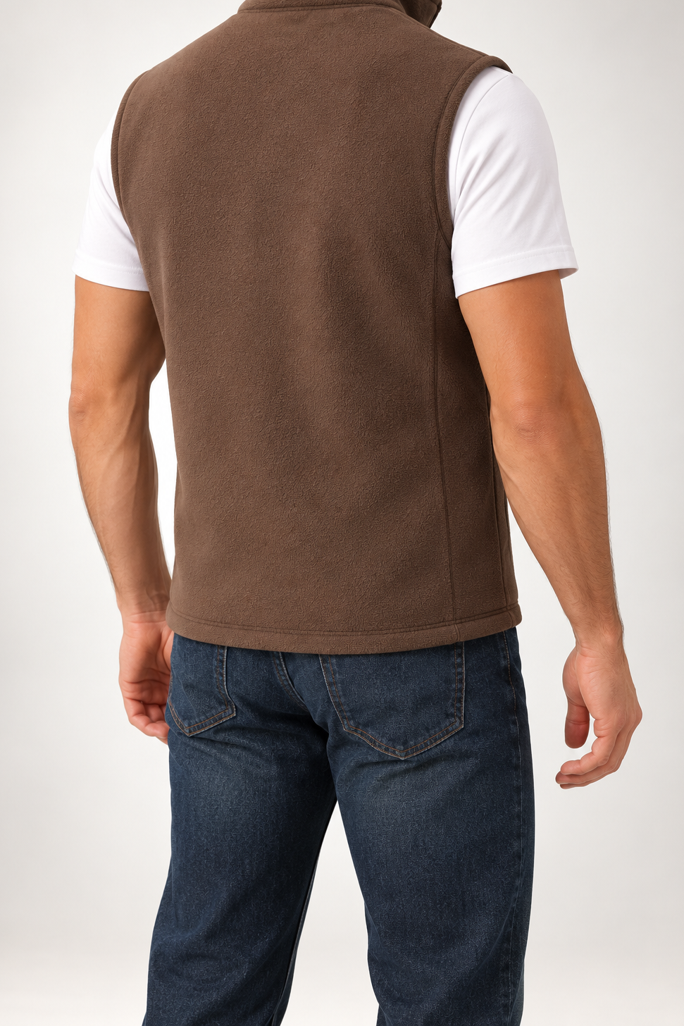 CLMB — Cocoa-Brown Full-Zip Fleece Gilet — back