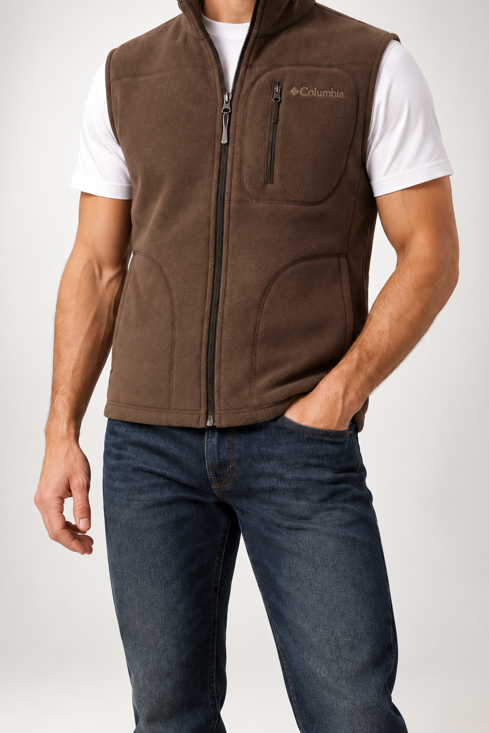CLMB — Cocoa-Brown Full-Zip Fleece Gilet — additional
