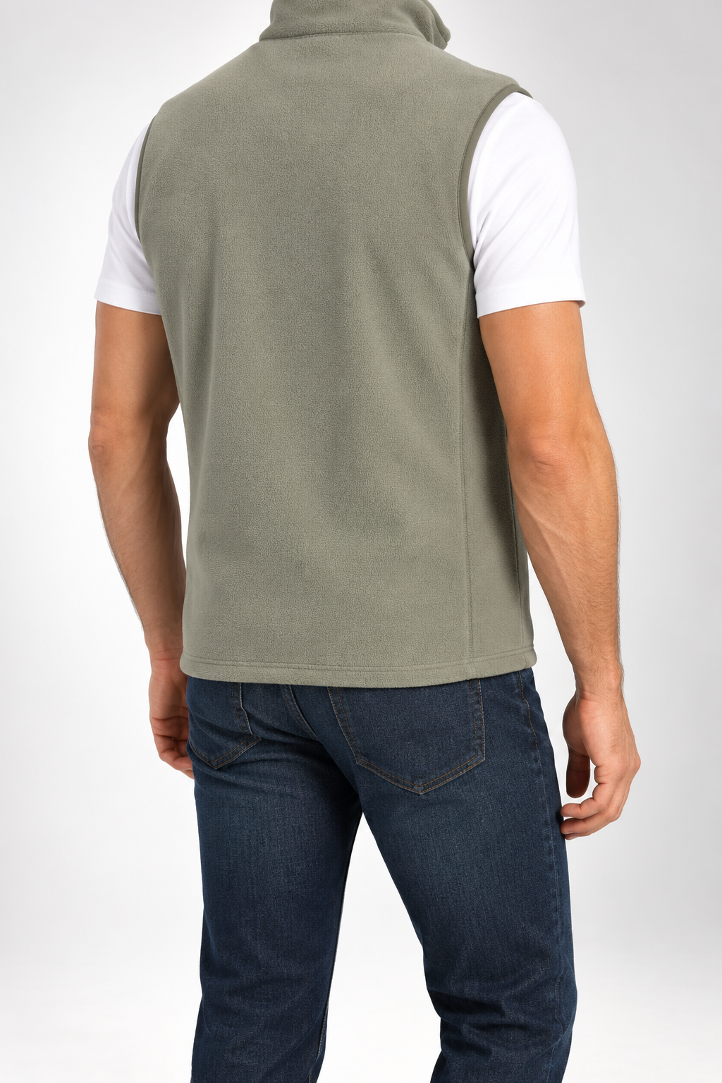 CLMB — Sage-Green Full-Zip Fleece Gilet — back