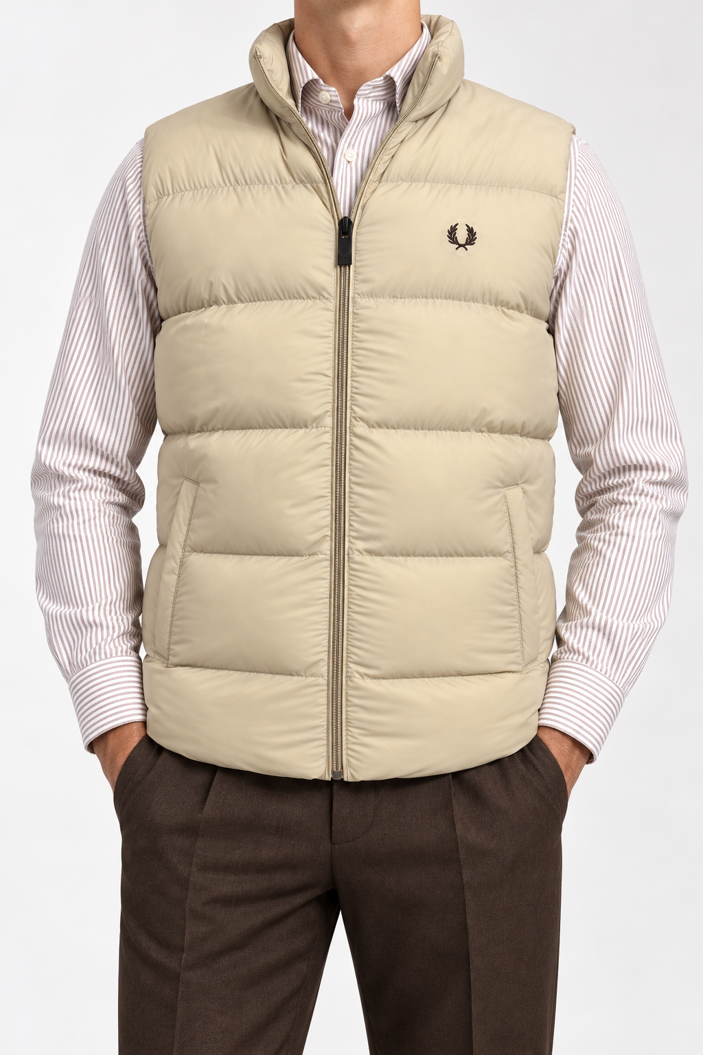 FP — Cream Padded Full-Zip Gilet — front