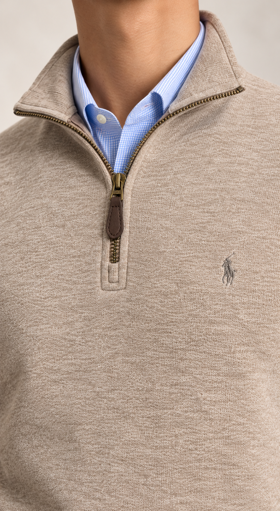 RL — Oatmeal Tonal-Emblem Quarter-Zip Pullover — additional