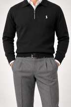 RL — Charcoal Embroidered Quarter-Zip Pullover