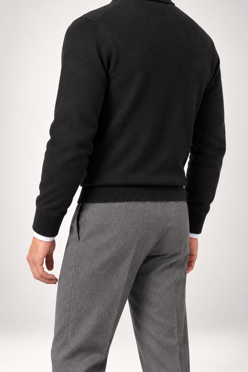 RL — Charcoal Embroidered Quarter-Zip Pullover — back