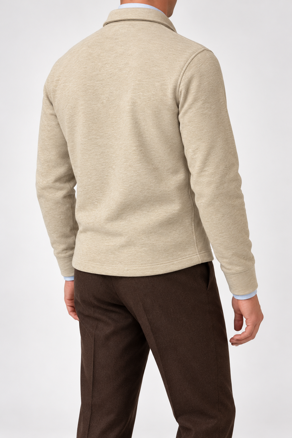 RL — Oatmeal Embroidered Quarter-Zip Pullover — back