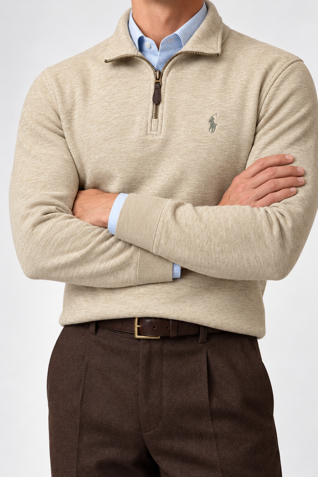 RL — Oatmeal Embroidered Quarter-Zip Pullover — additional