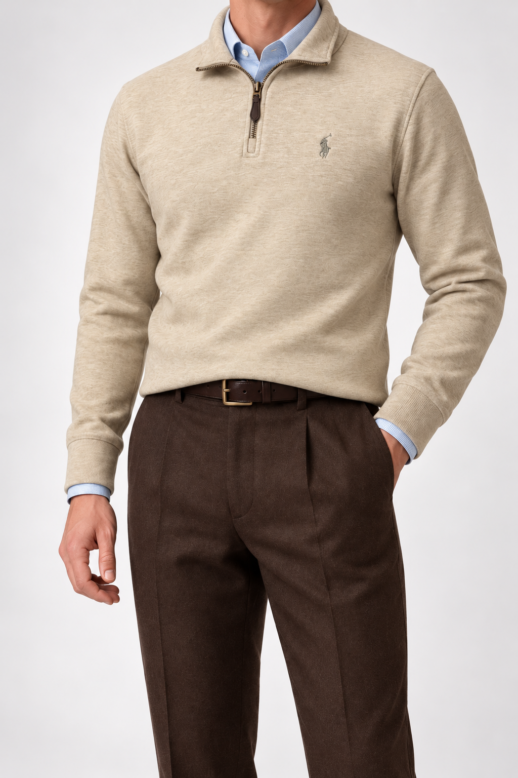 RL — Oatmeal Embroidered Quarter-Zip Pullover — additional