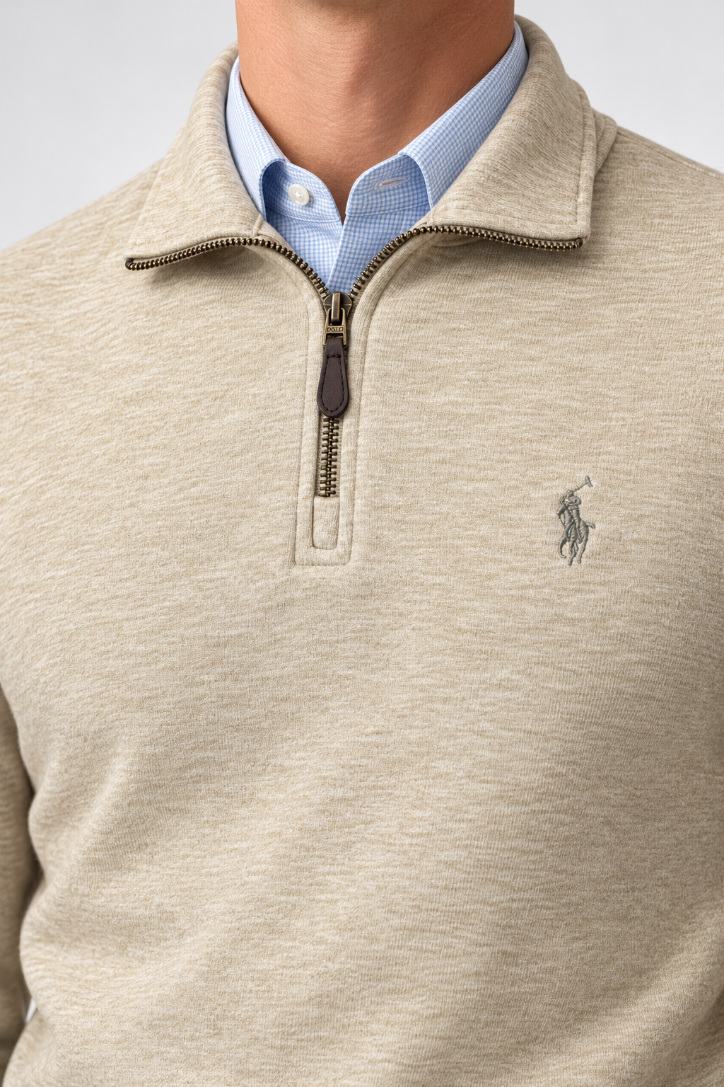 RL — Oatmeal Embroidered Quarter-Zip Pullover — additional