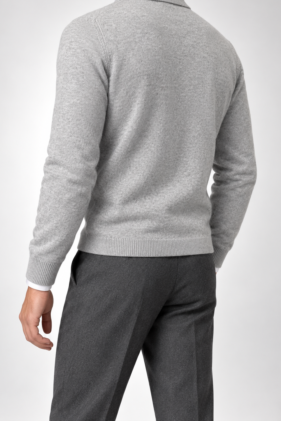 RL — Light-Grey Embroidered Quarter-Zip Pullover — back