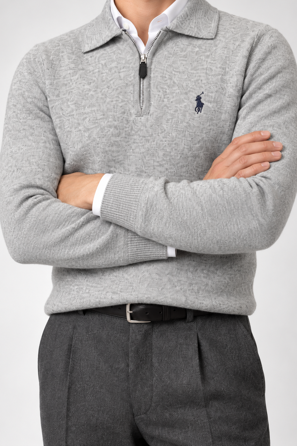 RL — Light-Grey Embroidered Quarter-Zip Pullover — additional