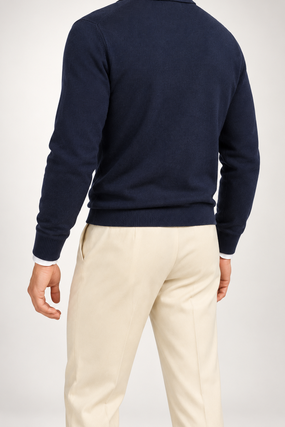 RL — Navy Red-Emblem Quarter-Zip Pullover — back