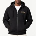 BRBRY — Black Check-Script Full-Zip Hoodie