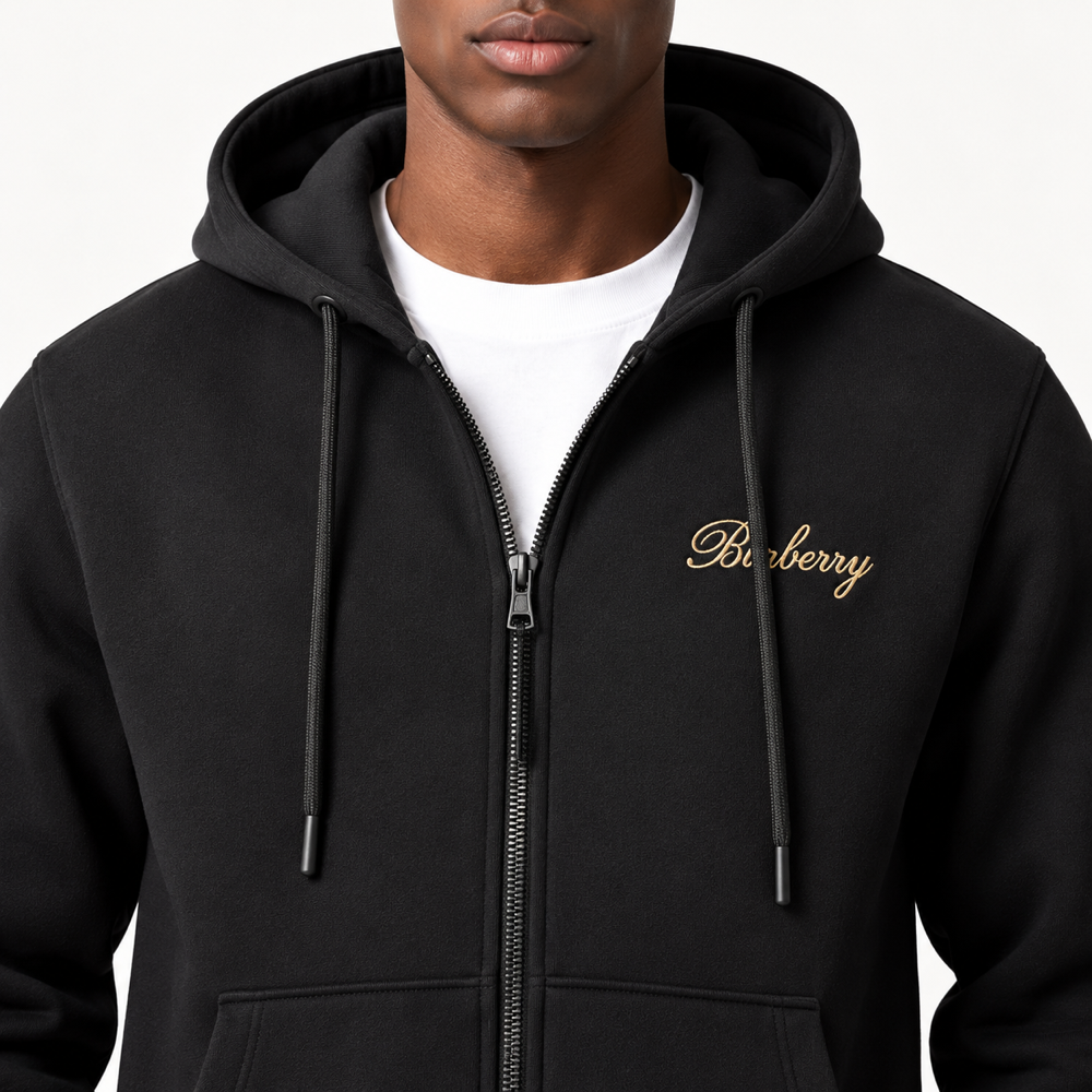 BRBRY — Black Check-Script Full-Zip Hoodie — additional