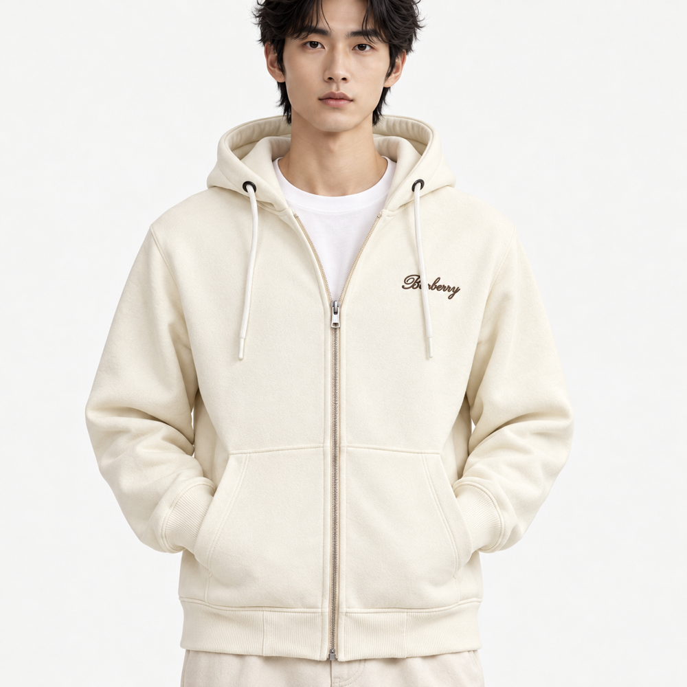 BRBRY — Cream Check-Script Full-Zip Hoodie — additional