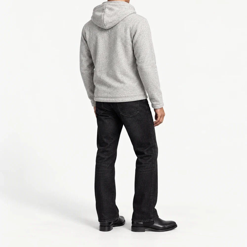 CG — Light Grey Heathered Badge Full-Zip Hoodie — back