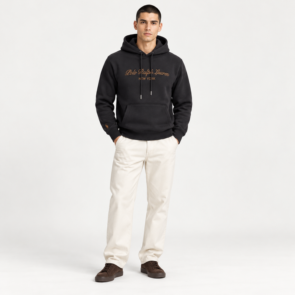 RL — Charcoal Bronze-Script Pullover Hoodie — additional