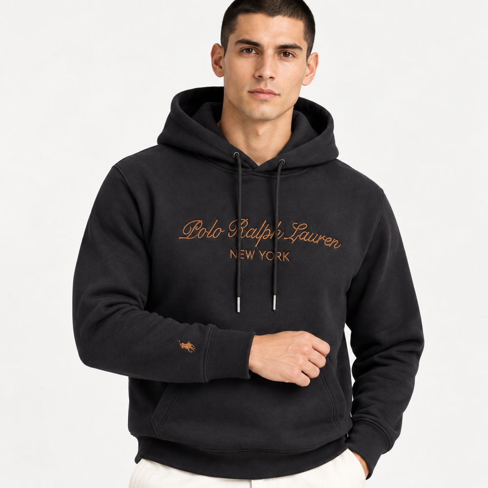 RL — Charcoal Bronze-Script Pullover Hoodie — additional