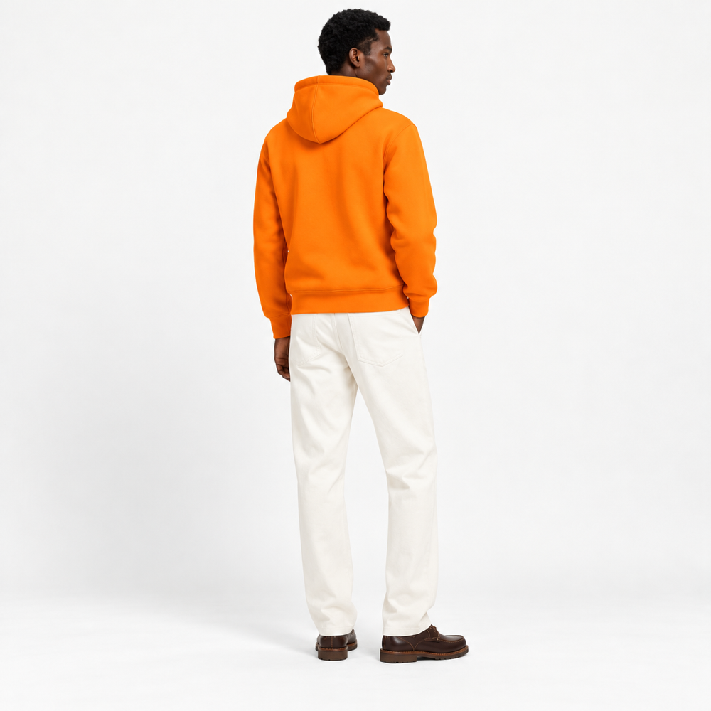 RL — Orange Navy-Emblem Pullover Hoodie — back