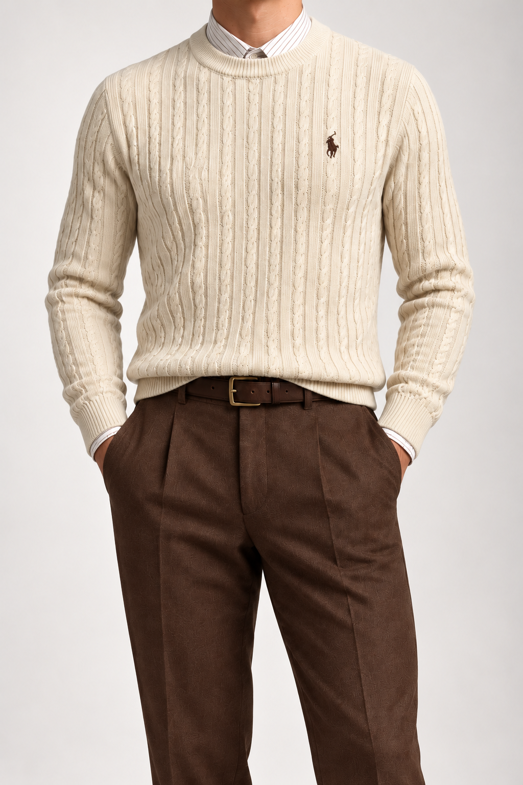 RL — Ivory Cable-Knit Crew-Neck Jumper — additional