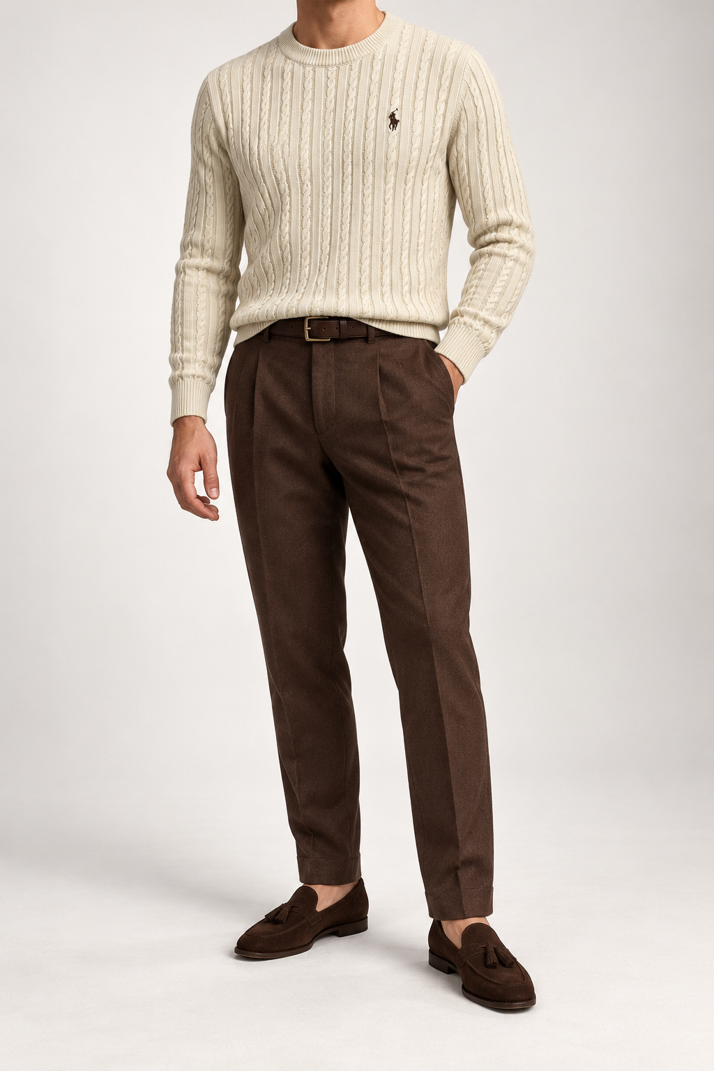 RL — Ivory Cable-Knit Crew-Neck Jumper — additional