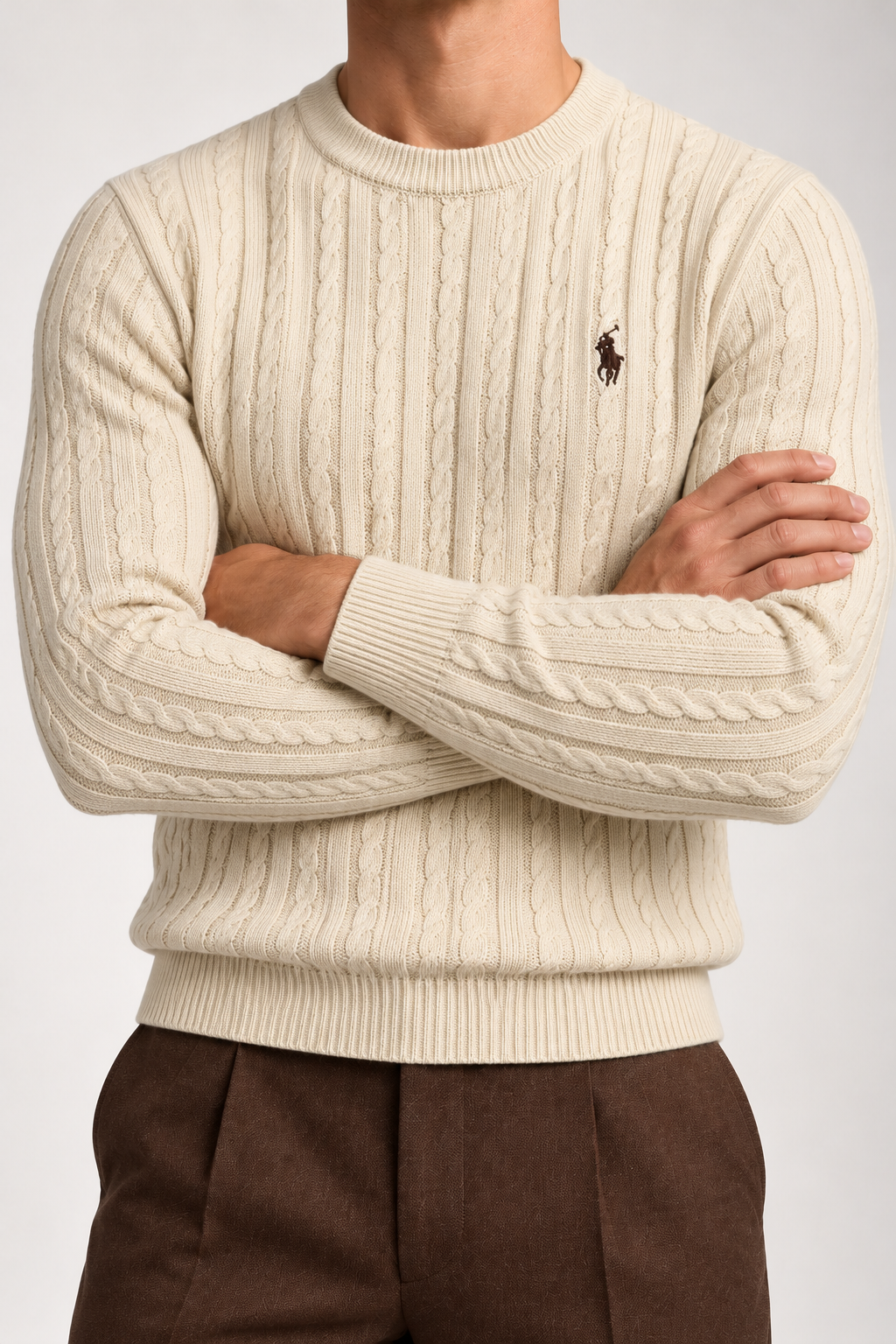 RL — Ivory Cable-Knit Crew-Neck Jumper — additional