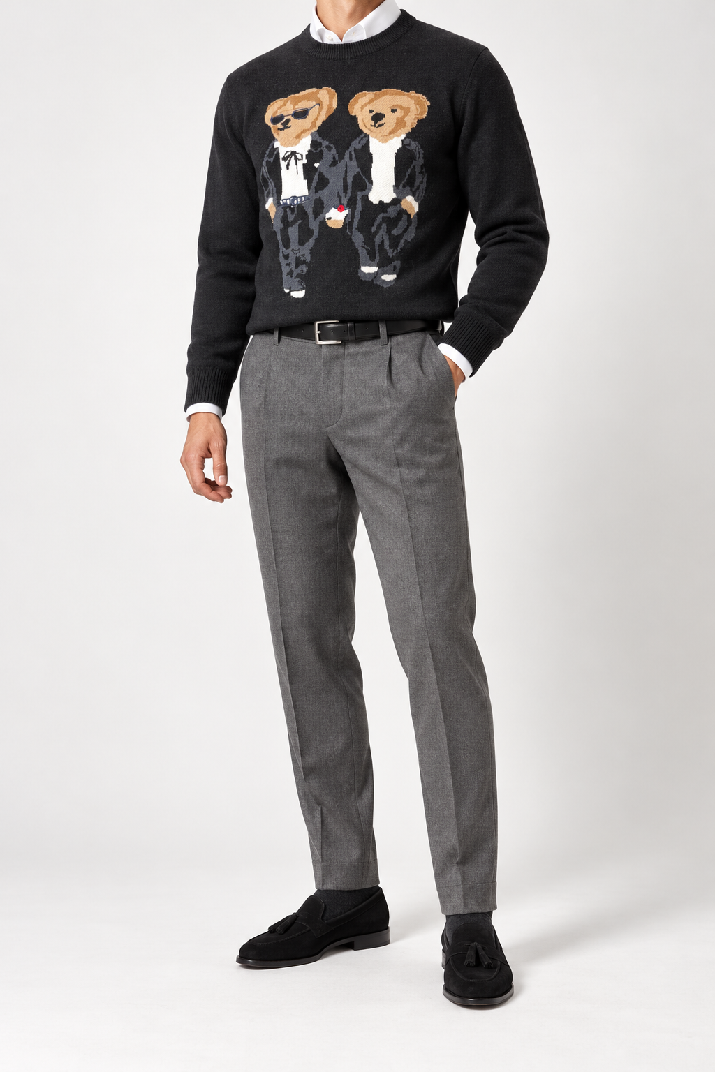 RL — Charcoal Two-Bear Graphic Crew-Neck Jumper — additional