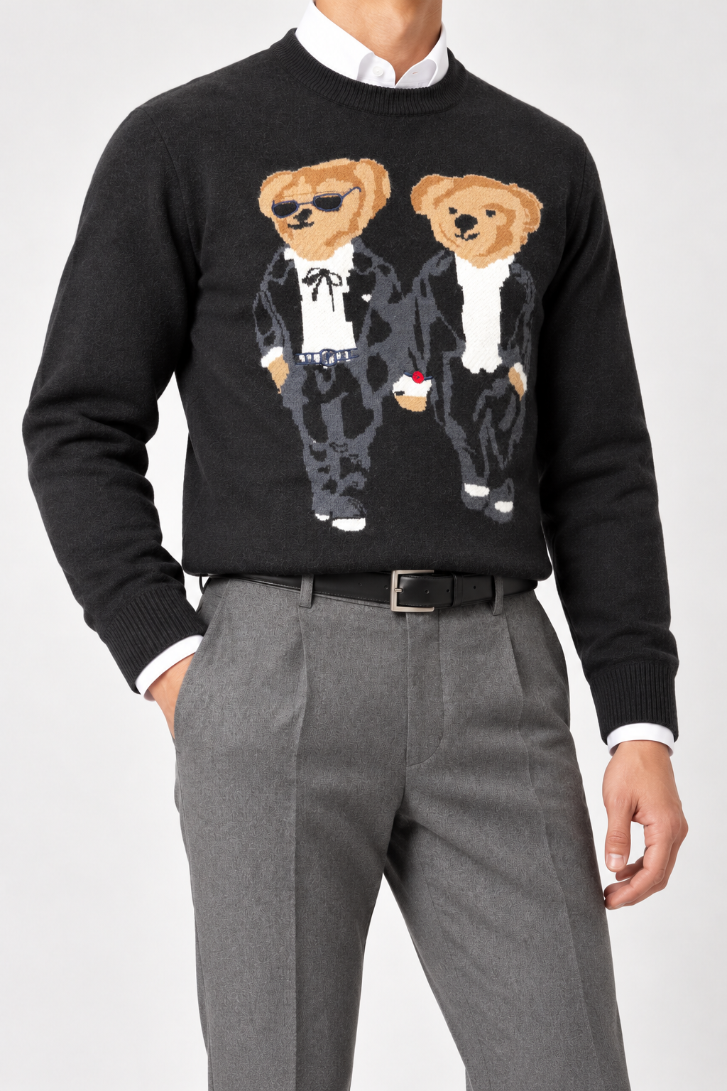 RL — Charcoal Two-Bear Graphic Crew-Neck Jumper — additional