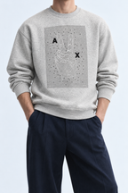 AX — Heather-Grey Peace-Hand Graphic Crew-Neck Sweatshirt