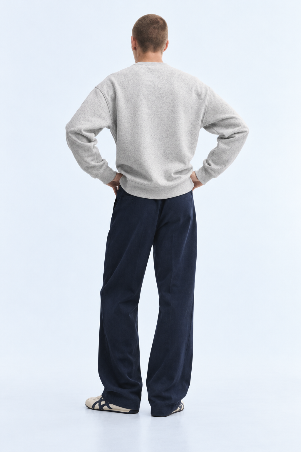 AX — Heather-Grey Peace-Hand Graphic Crew-Neck Sweatshirt — back