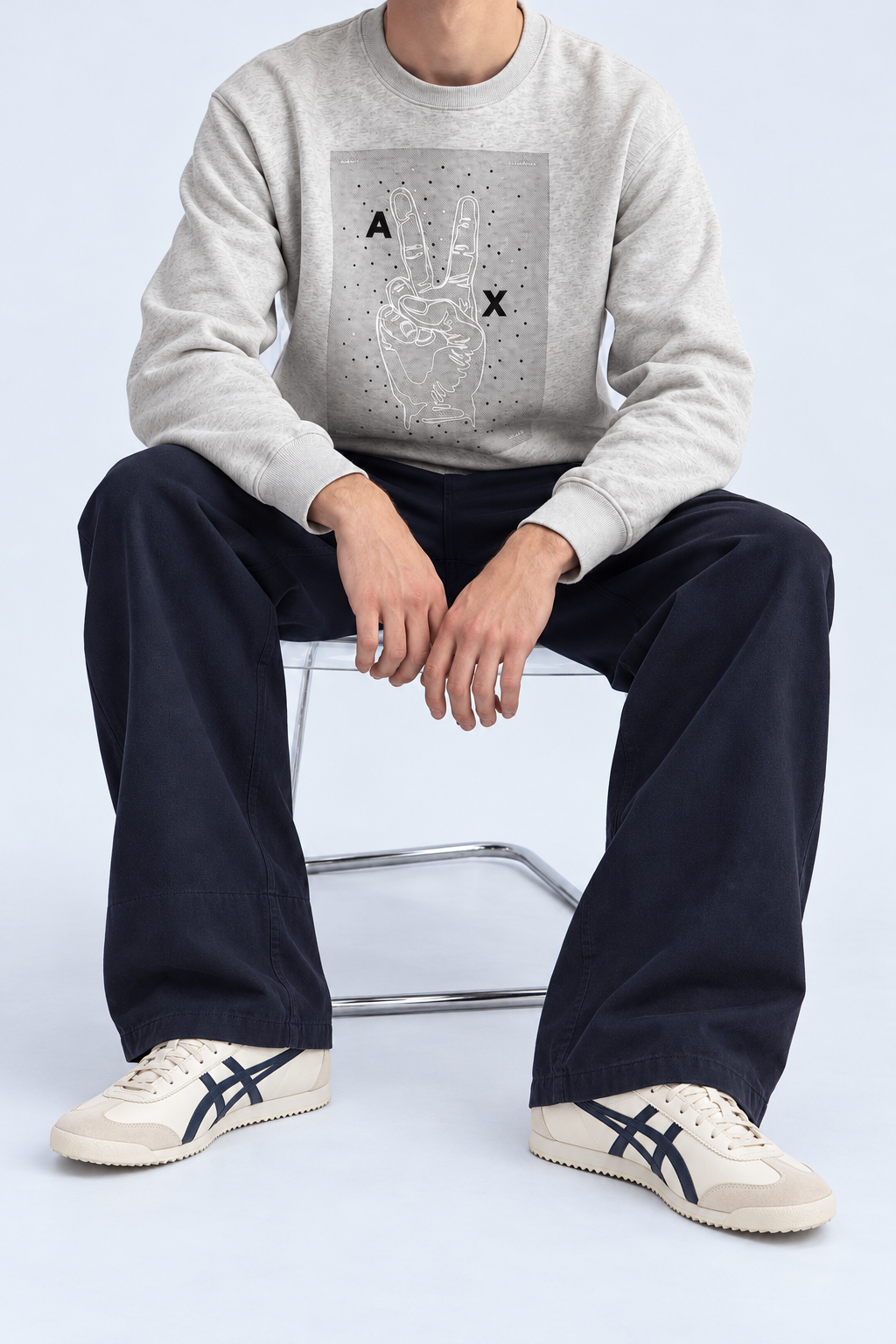 AX — Heather-Grey Peace-Hand Graphic Crew-Neck Sweatshirt — additional